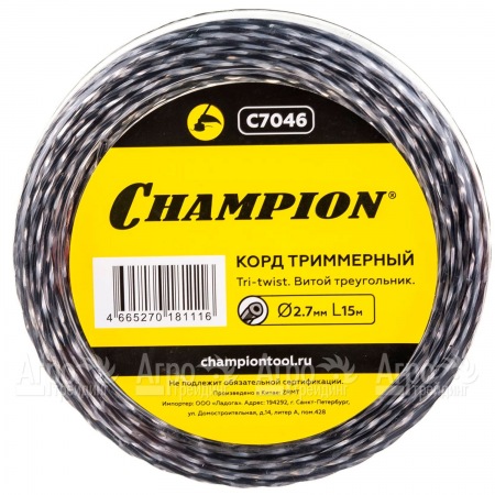 Корд триммерный Champion Tri-twist 2.7мм, 15м (витой треугольник)  в Челябинске