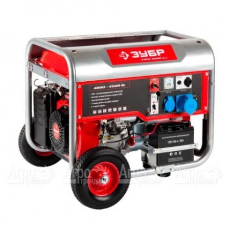 Бензогенератор Зубр ЗЭСБ-4500-ЭНА 4.5 кВт с автозапуском и колесами в Челябинске