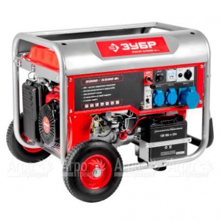 Бензогенератор Зубр ЗЭСБ-5500-ЭНА 5.5 кВт с автозапуском, колесами и рукояткой в Челябинске