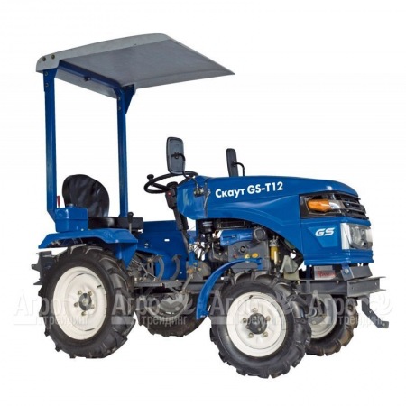 Многофункциональный минитрактор Garden Scout (Скаут) T-12DIF + фреза + двухкорпусный плуг + навес в Челябинске