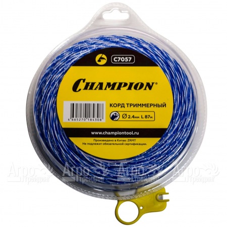 Корд триммерный Champion Sky-cutter 2.4мм, 87м (витой квадрат)+нож  в Челябинске