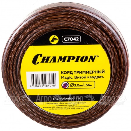 Корд триммерный Champion Magic 3.0мм, 56м (витой квадрат)+нож  в Челябинске