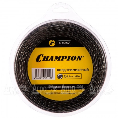 Корд триммерный Champion Tri-twist 2.7мм, 60м (витой треугольник)+нож  в Челябинске