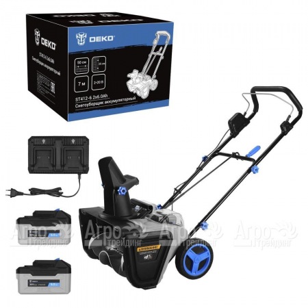 Снегоуборщик аккумуляторный DEKO ST412-6 2х6 Ач в Челябинске