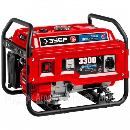 Бензин-газовый генератор Зубр СГ-3300 3.3 кВт в Челябинске