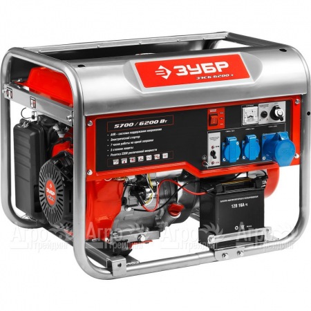 Бензогенератор Зубр ЗЭСБ-6200-Э 6.2 кВт с электростартером в Челябинске