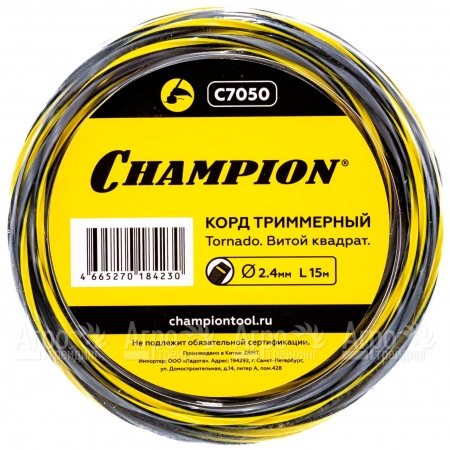 Корд триммерный Champion Tornado 2.4мм, 15м (витой квадрат)  в Челябинске